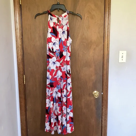 Jennifer Lopez dress floral print high low cut out detail sleeveless XS - Picture 14 of 16